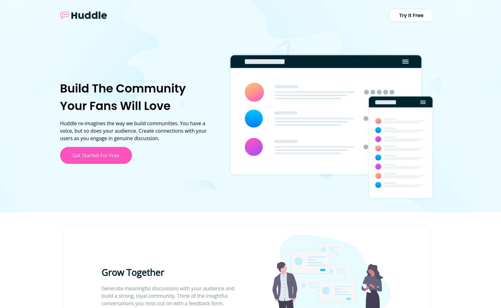 Image of web page Huddle